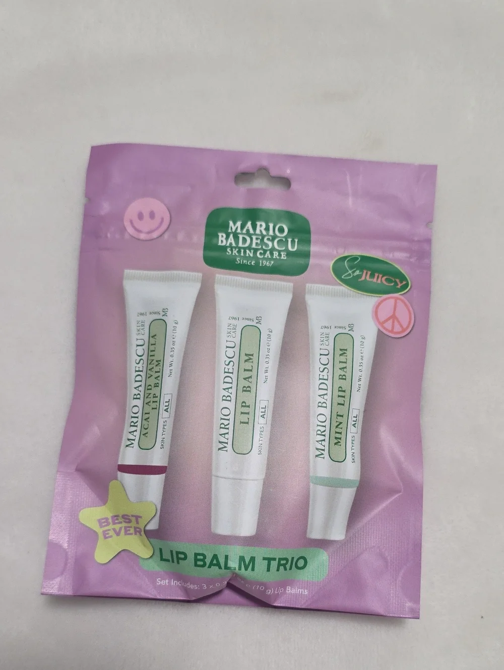NEW Mario Badescu Lip Balm Trio 3 Pcs